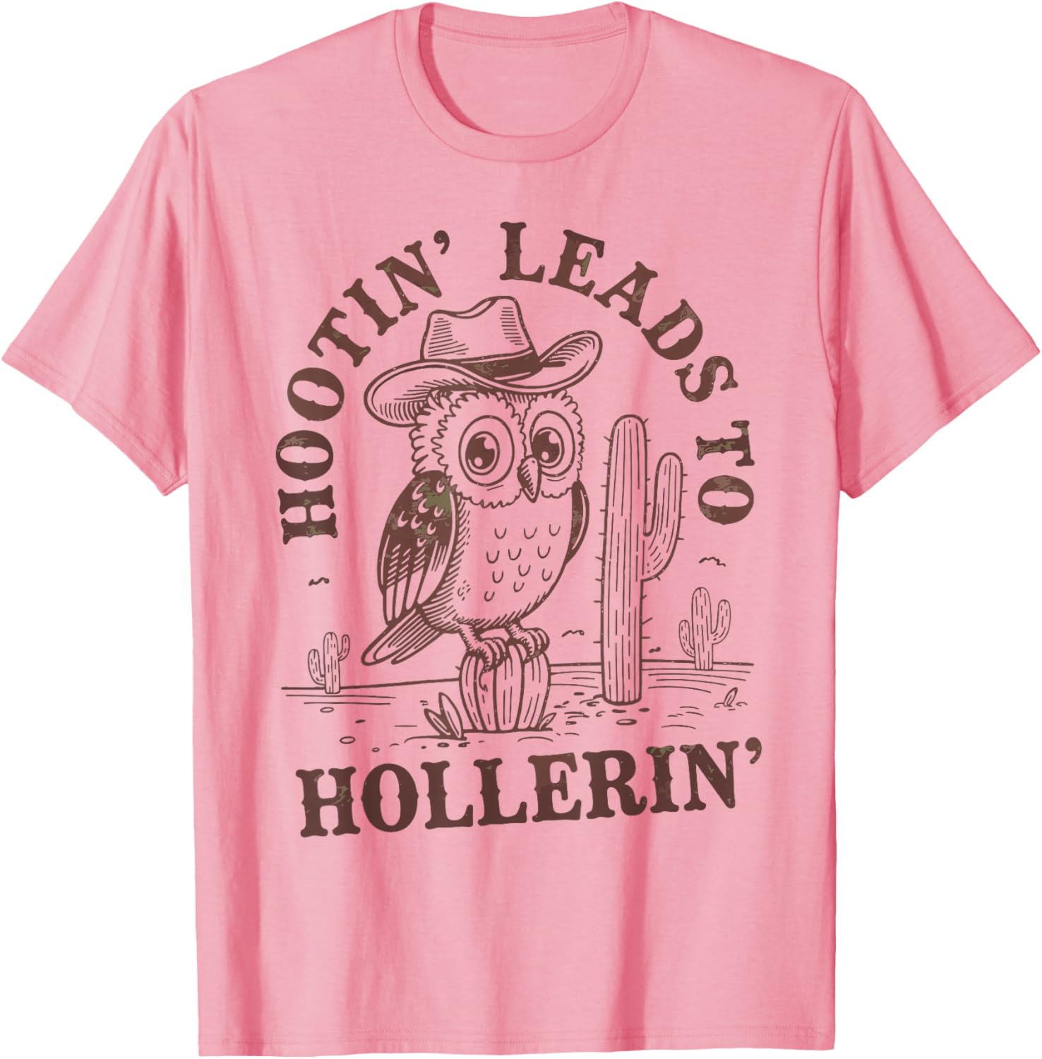 Funny Cowboy Owl T-Shirt Hootin Leads To Hollerin - Perfect Gift for Bird Lovers - 3