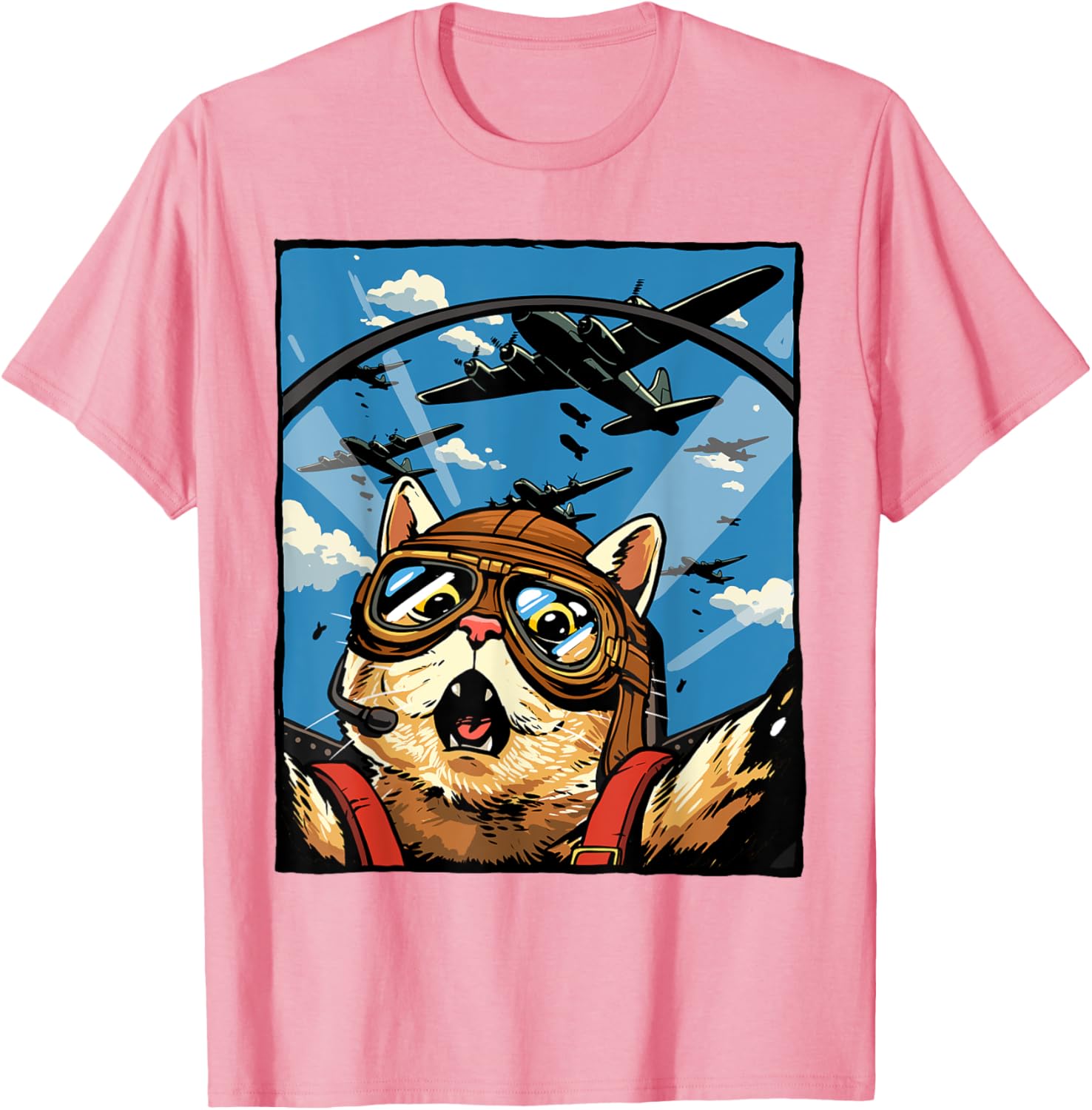 Funny Cat Pilot Jet Fighter T-Shirt for Cat Lovers and Meme Fans - 22