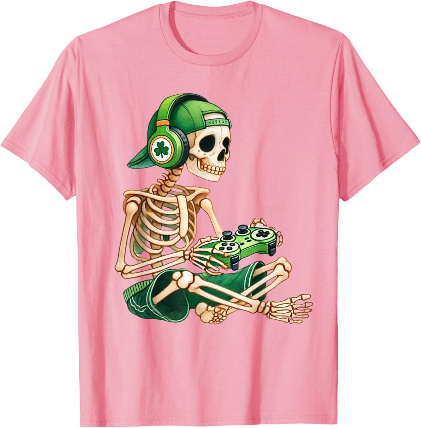 St Patricks Day Skeleton Leprechaun Gamer T-Shirt for Boys - 4