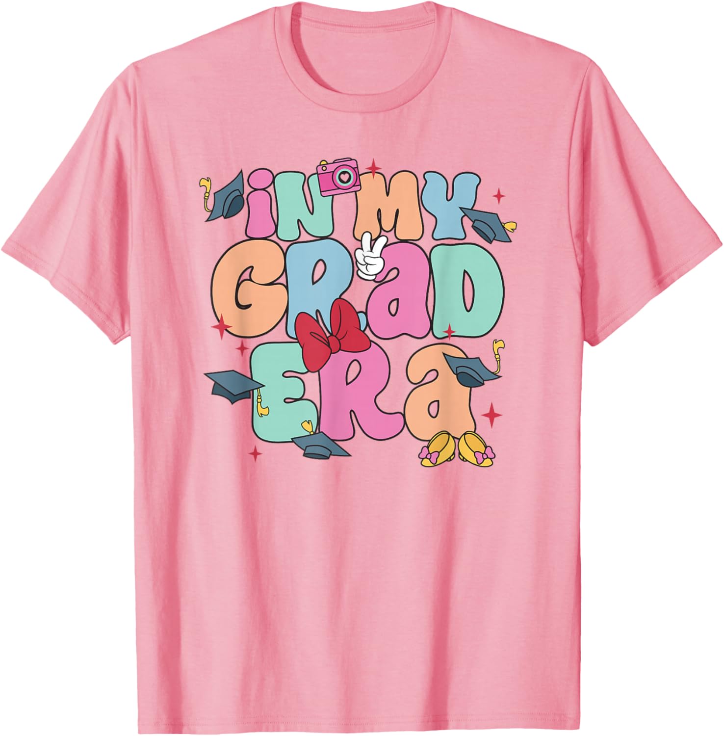 Disney Minnie Mouse Cute Colorful Chest Logo T-Shirt for Women - 5