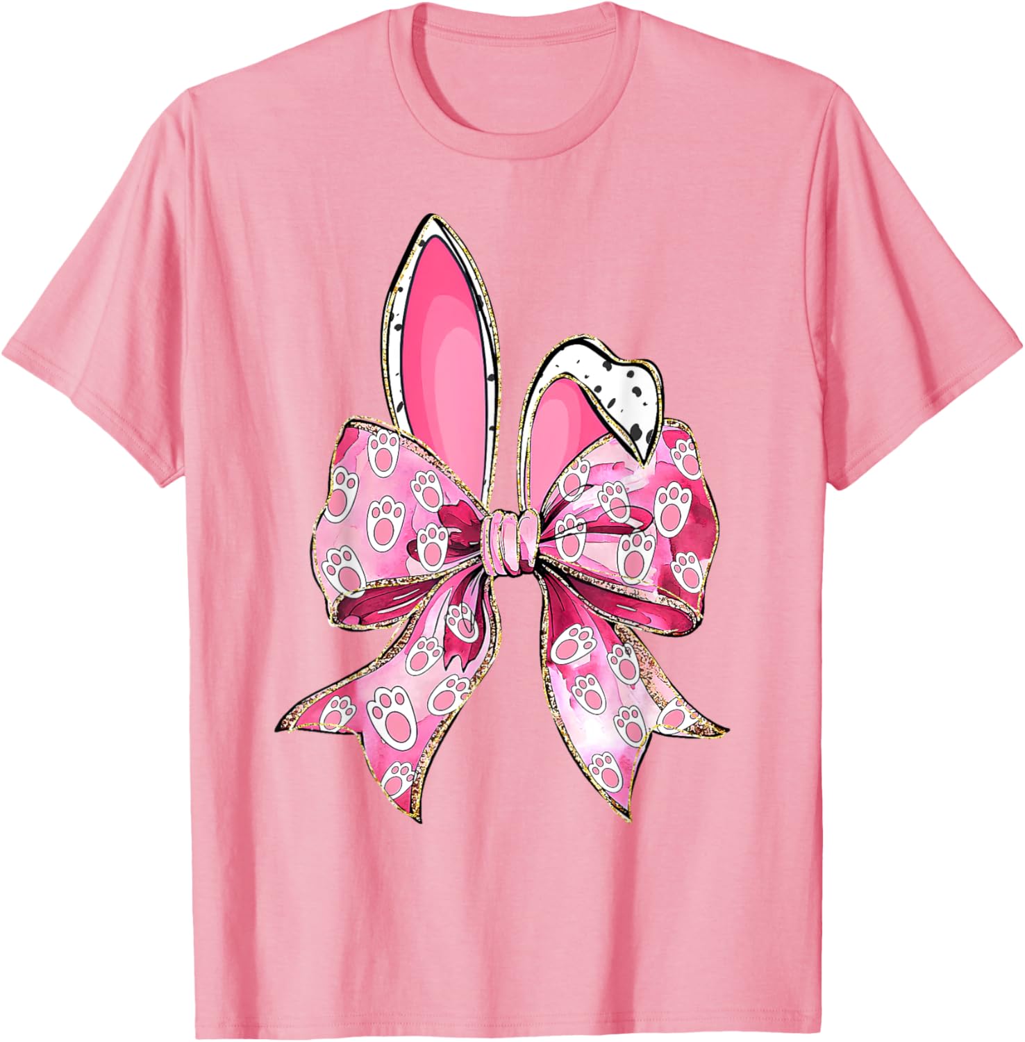 Happy Easter Bunny Coquette Bow Ears T-Shirt for Girls and Teens - 12