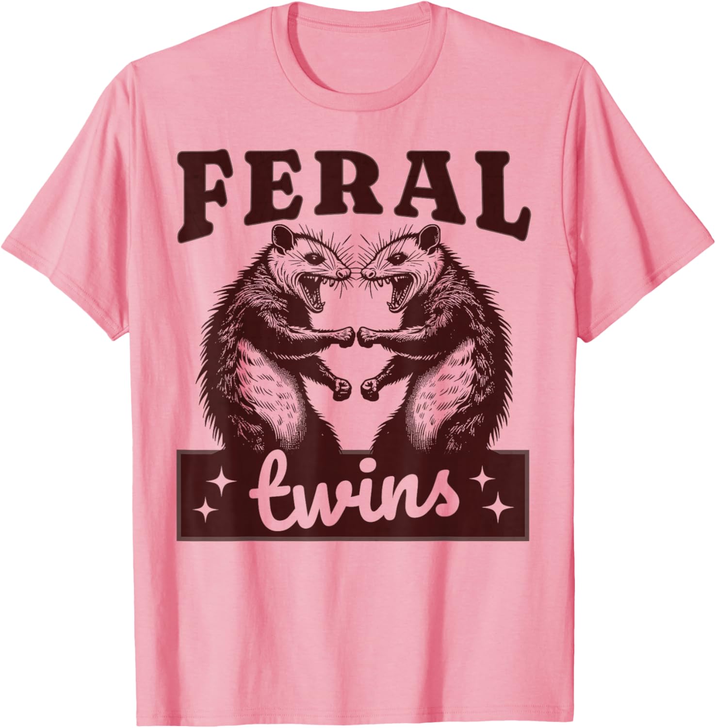 Cute Possum Feral Besties Matching Twins T-Shirts for Kids and Toddlers - 19