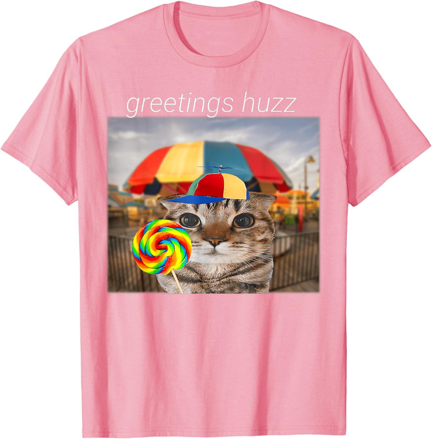 Funny Cat Huzz Meme T-Shirt for Men and Women - Cute Lollipop Design - 6