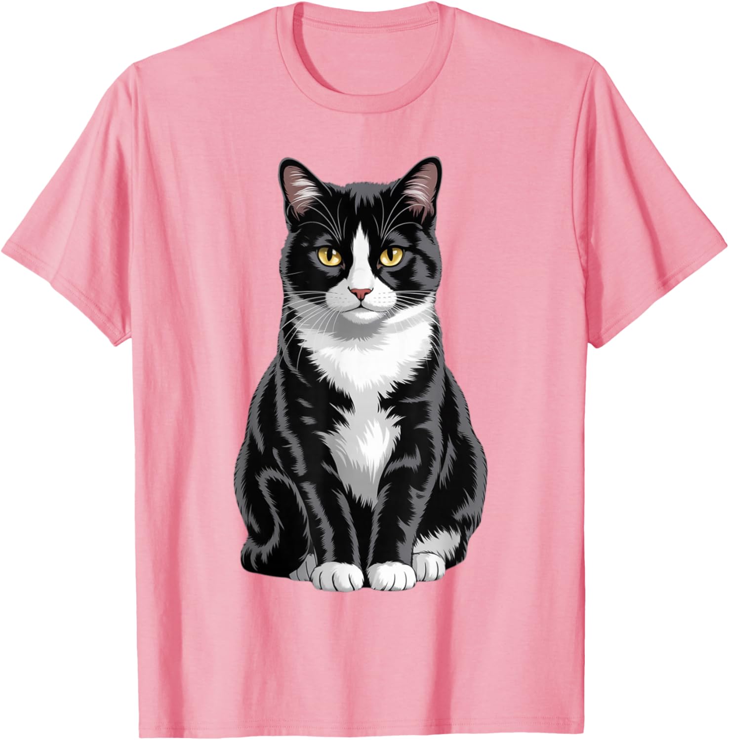 Majestic Tuxedo Cat Art T-Shirt for Cat Lovers - Unisex Kids and Adults - 18