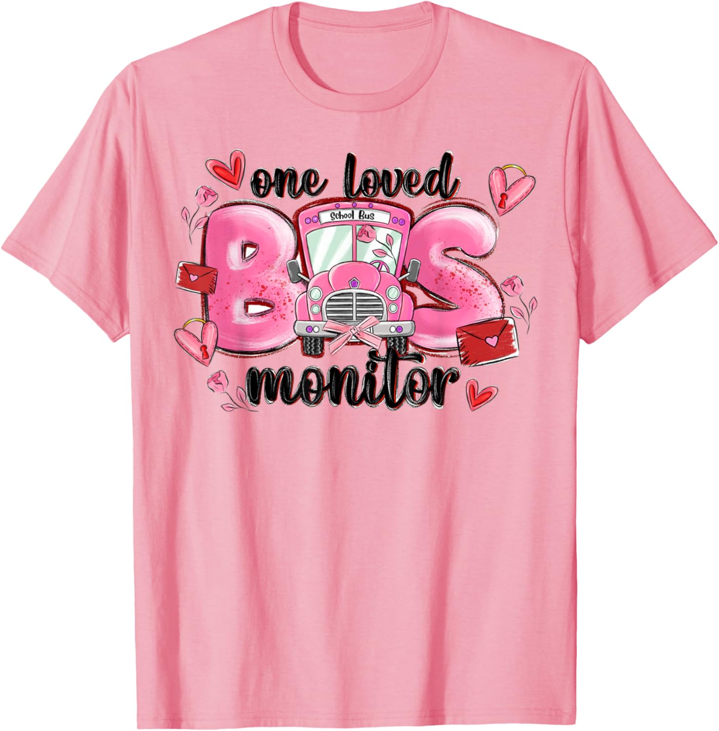 One Loved Bus Monitor Valentine's Day T-Shirt for Kids Gift - 8