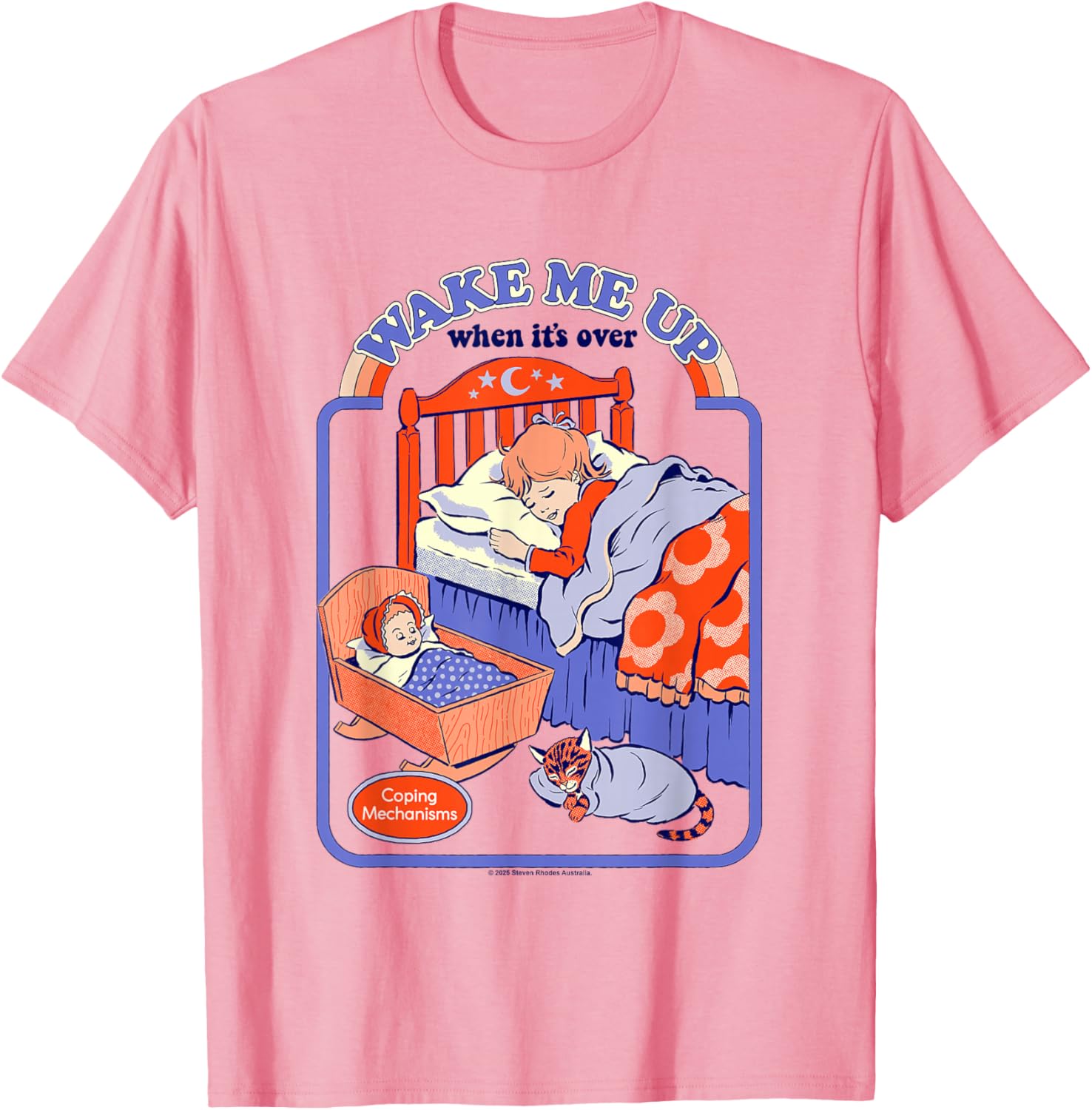 Wake Me Up Sarcastic Retro Vintage T-Shirt for Funny Adult Humor - 2