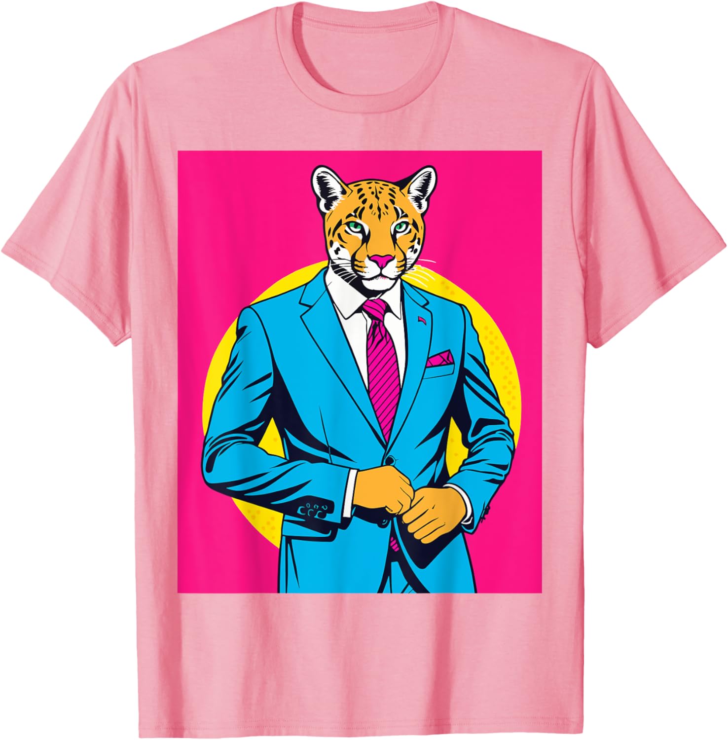 Pop Art Puma in Business Suit T-Shirt for Stylish Animal Lovers - 26