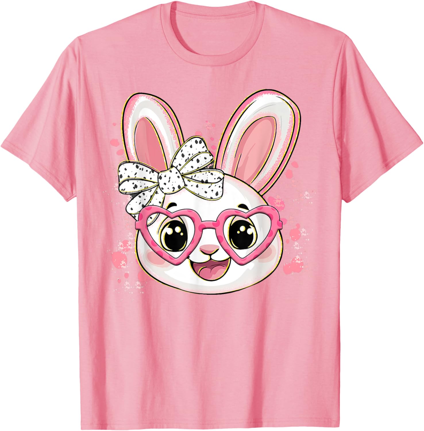 Happy Easter Bow Bunny Glasses T-Shirt for Women and Girls - 6