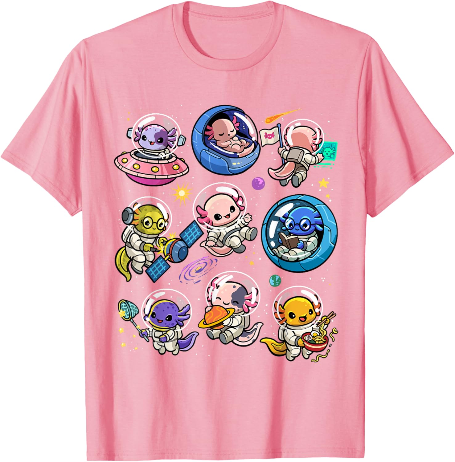 Cute Galaxy Axolotl Astronaut T-Shirt for Space Lovers and Kids - 9