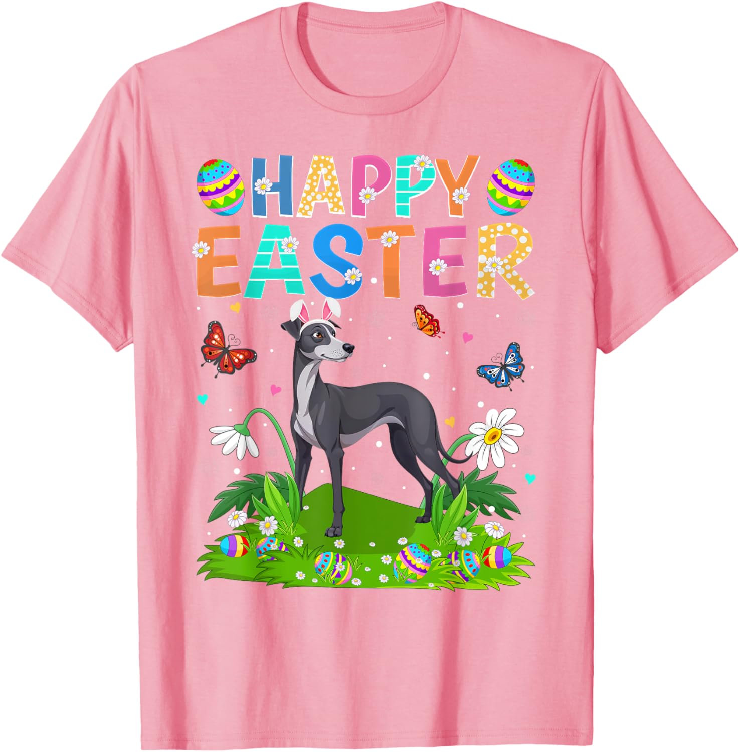 Greyhound Easter Egg Hunt T-Shirt with Bunny Ears for Dog Lovers - 6