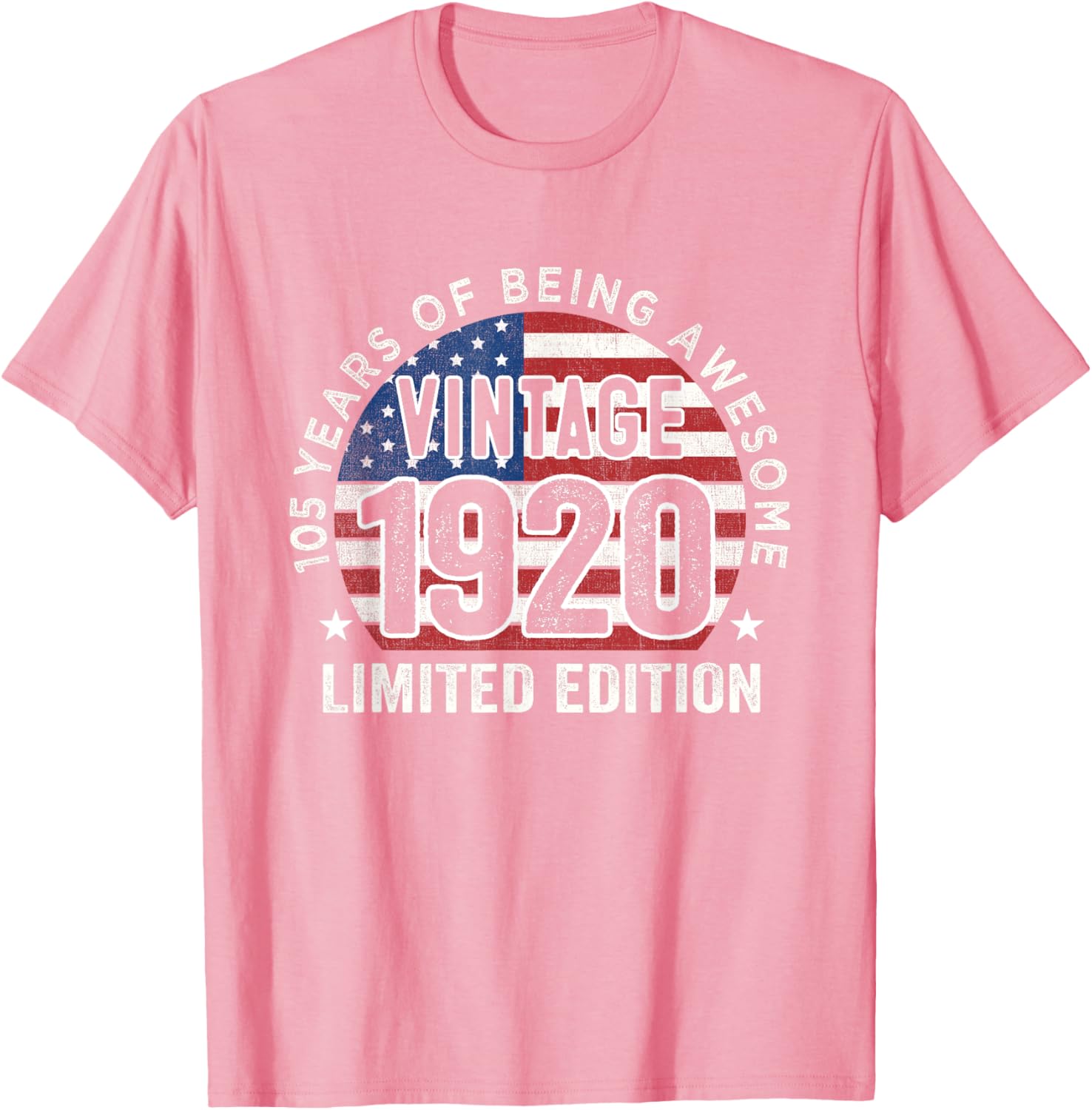 Vintage 1920 105th Birthday Gift T-Shirt for Men with USA Flag Design - 3