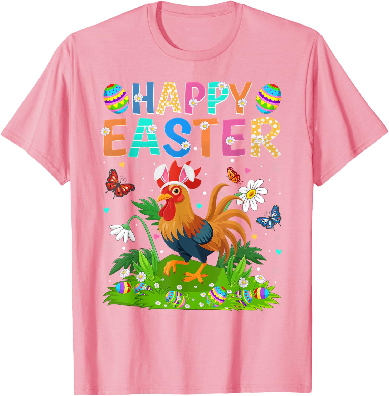 Rooster Happy Easter Egg Hunt Bunny Ear T-Shirt for Easter Sunday Fun - 11