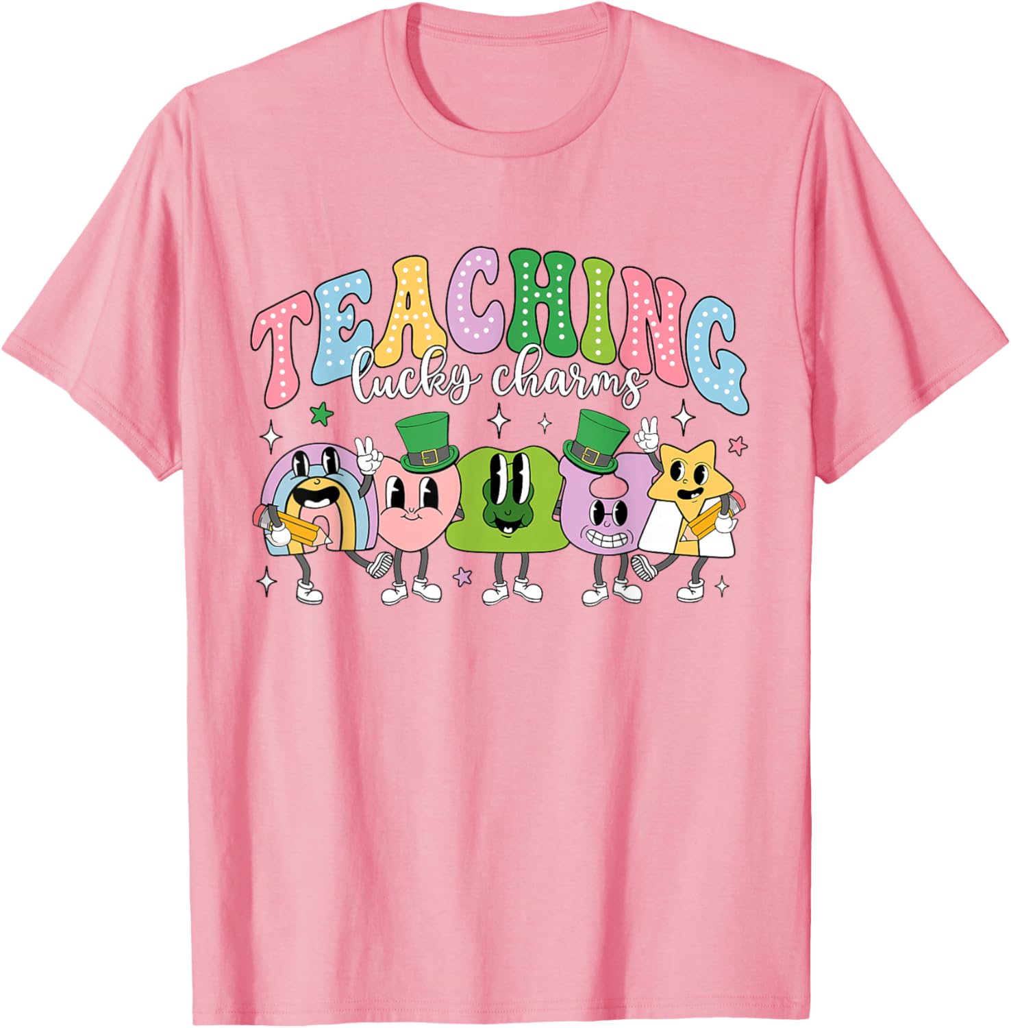 Funny Retro St Patricks Day T-Shirt for Teachers with Lucky Charms Design - 20