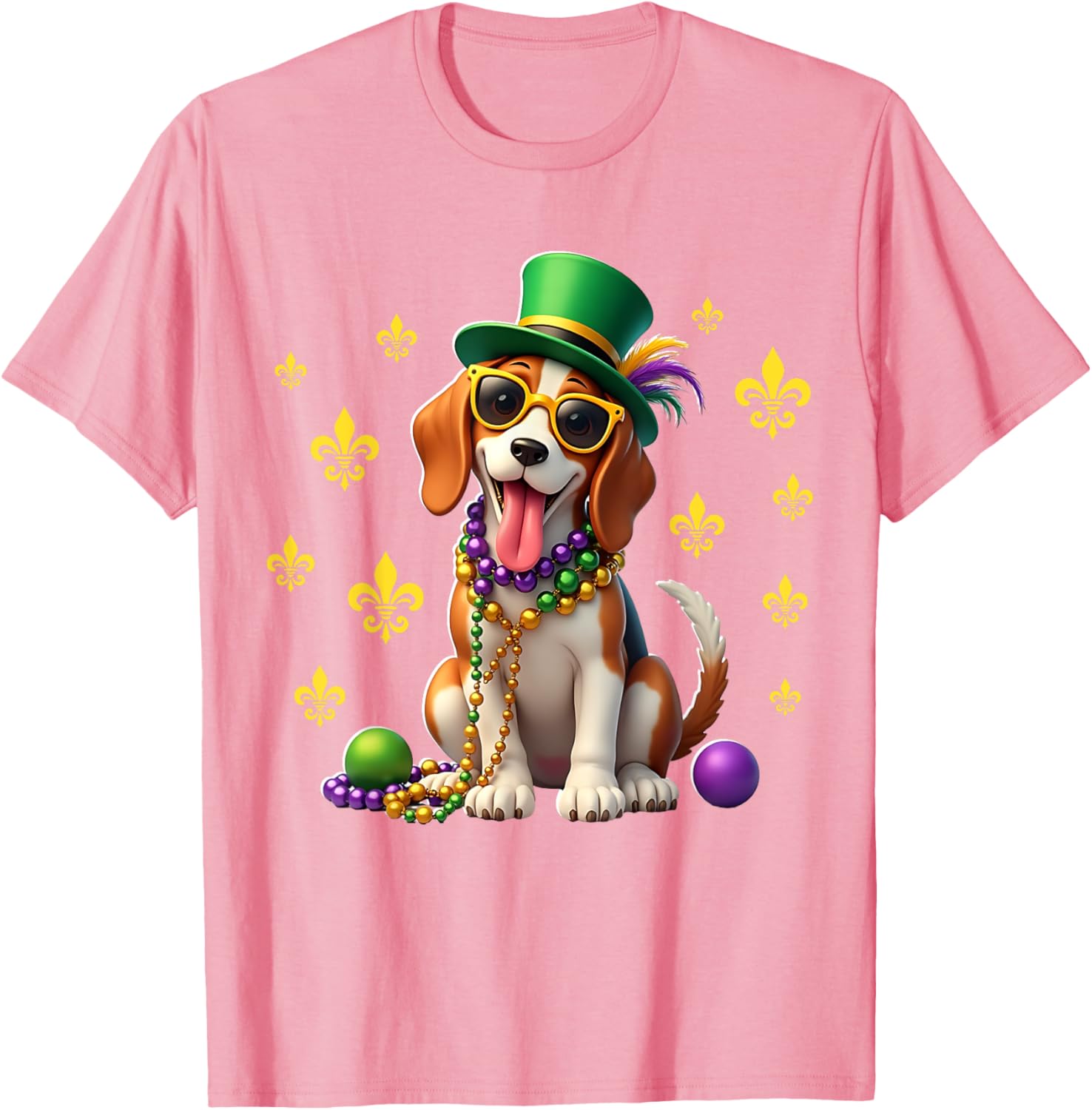 Beagle Mardi Gras Costume T-Shirt for Carnival Fun and Festivities - 18