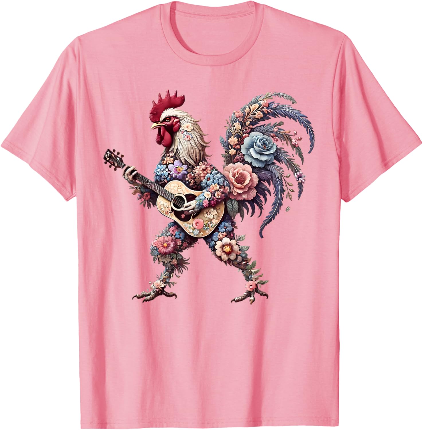 Funny Floral Rooster Guitarist T-Shirt Perfect for Music Lovers - 18