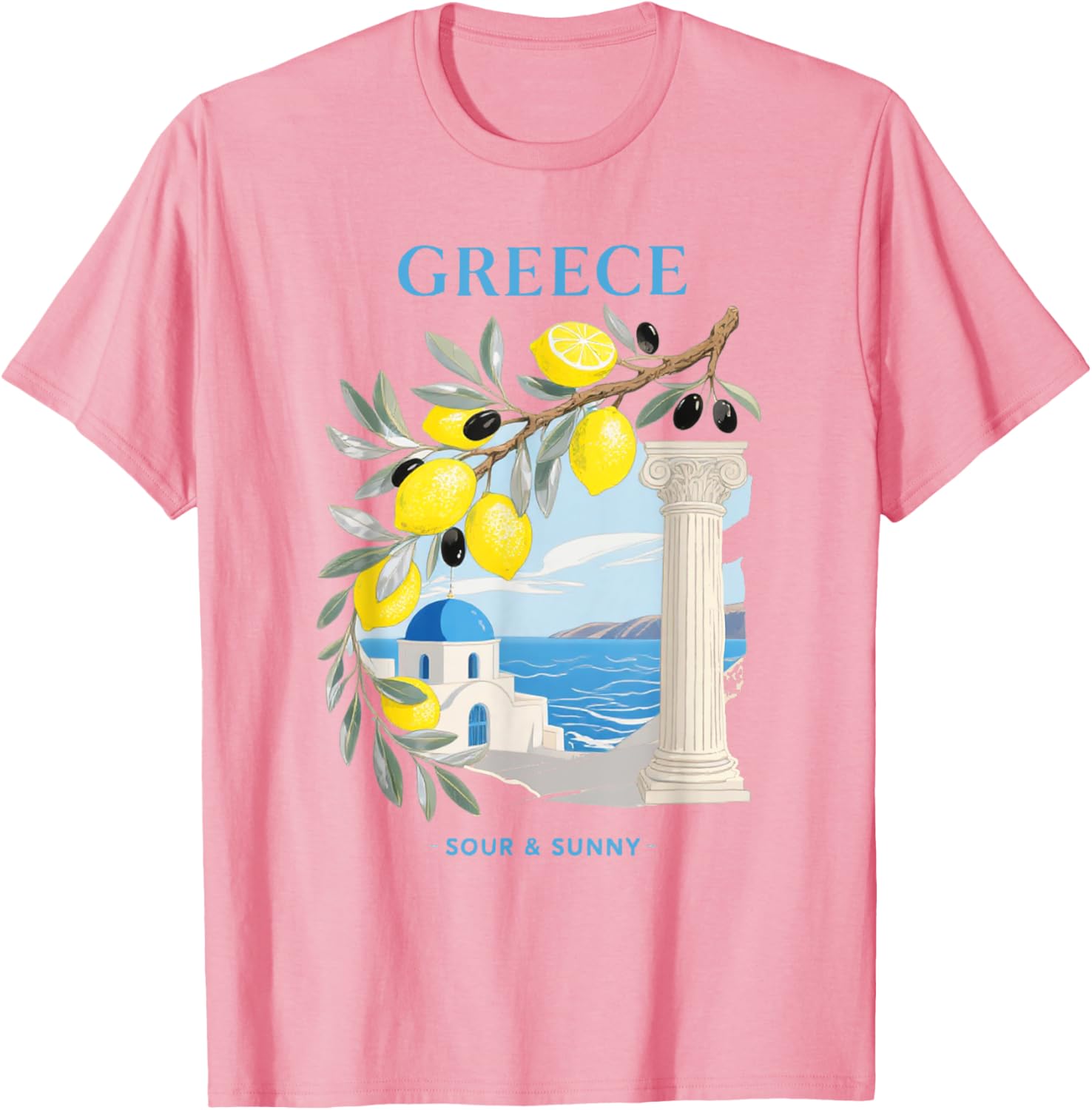 Greek Island Lemon Vibes Olive Branch T-Shirt for Travel Lovers - 4