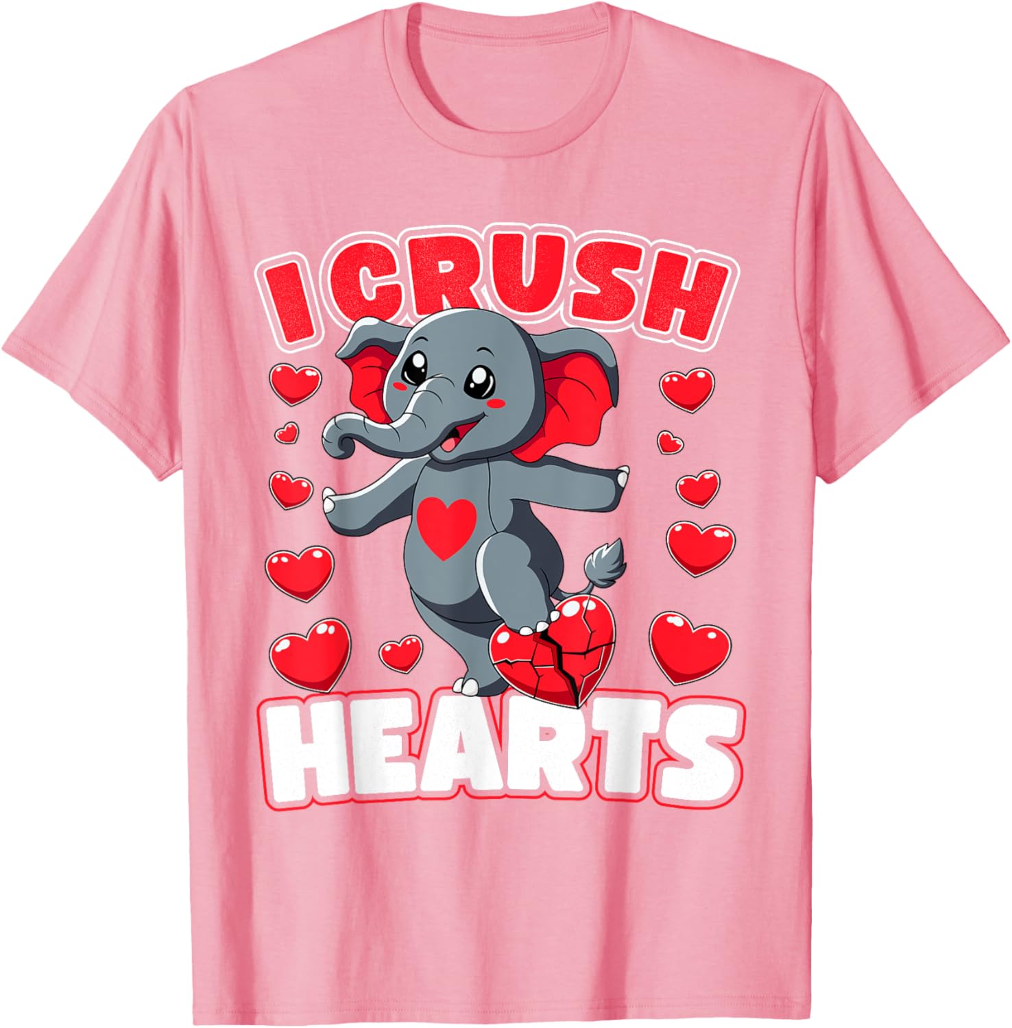 I Crush Hearts Elephant Valentine's Day T-Shirt for Boys and Toddlers - 8