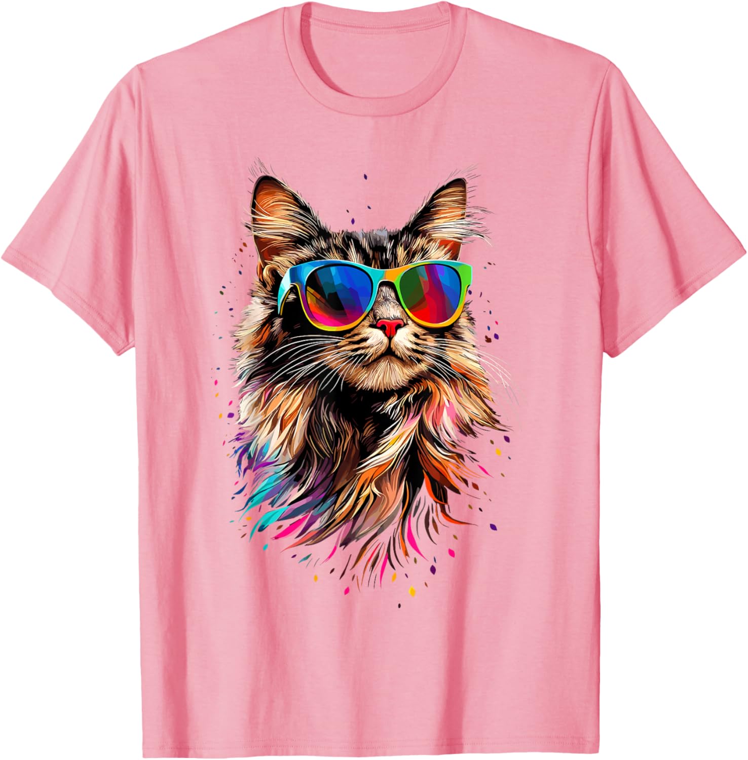 Cute Maine Coon Cat Sunglasses T-Shirt for Cat Lovers - Fun Apparel - 20