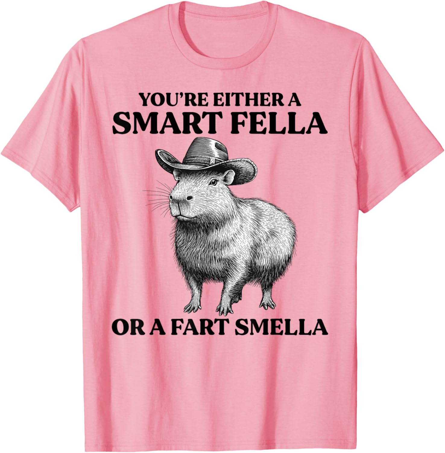 Funny Capybara T-Shirt You're Either A Smart Fella Or A Fart Smella - 4