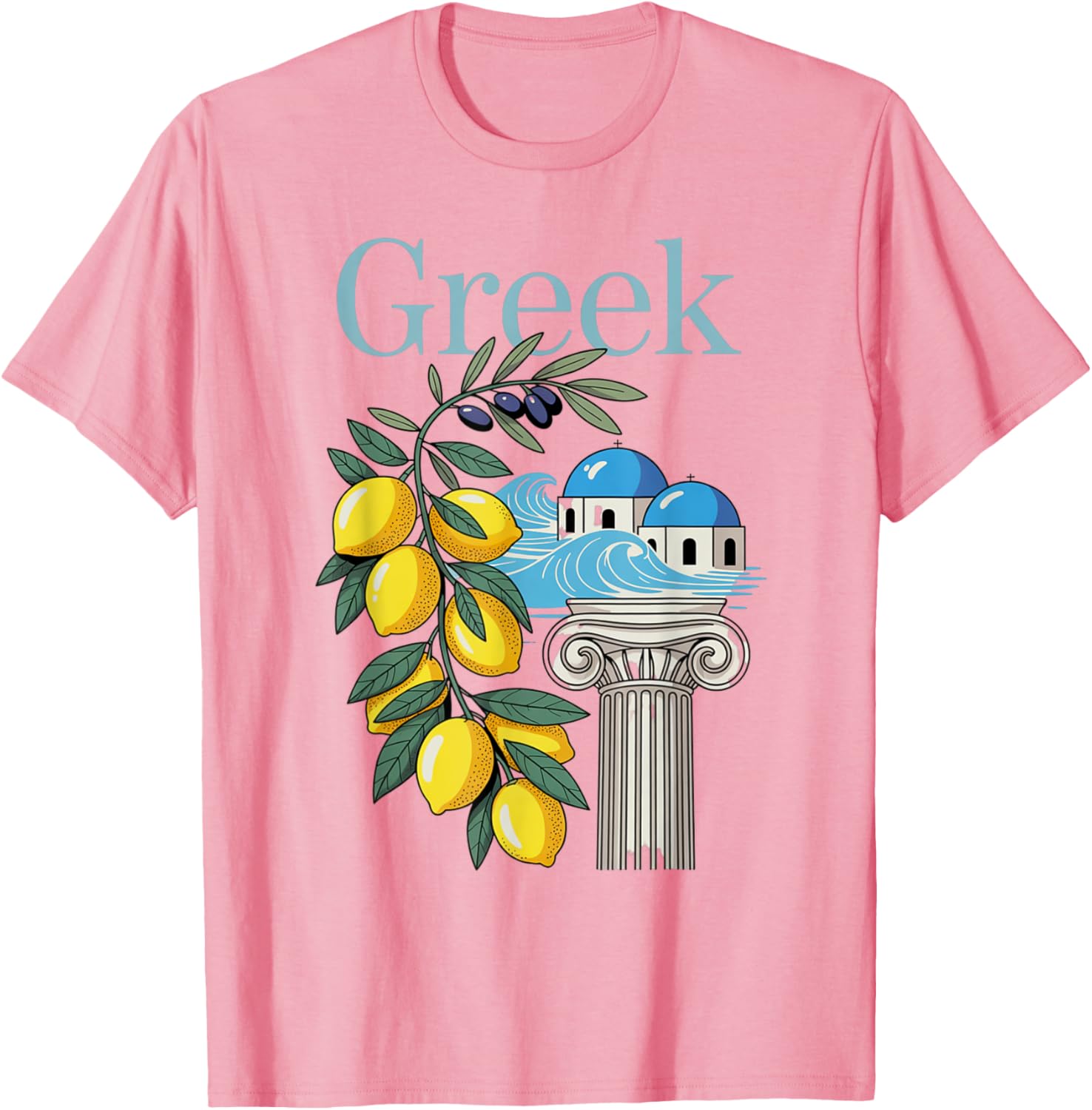 Greek Culture T-Shirt Featuring Lemons and Iconic Architecture Souvenir - 28
