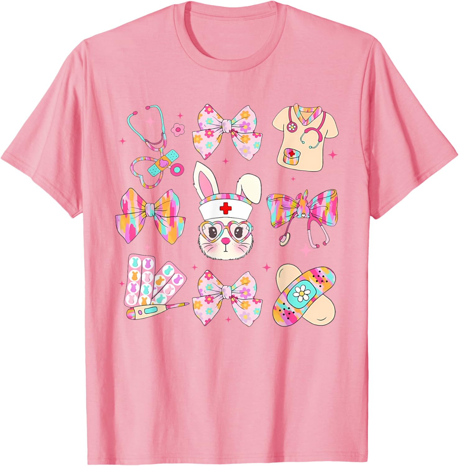 Easter Bunny T-Shirt for Nurses with Coquette Bow - Happy Easter Style - 8
