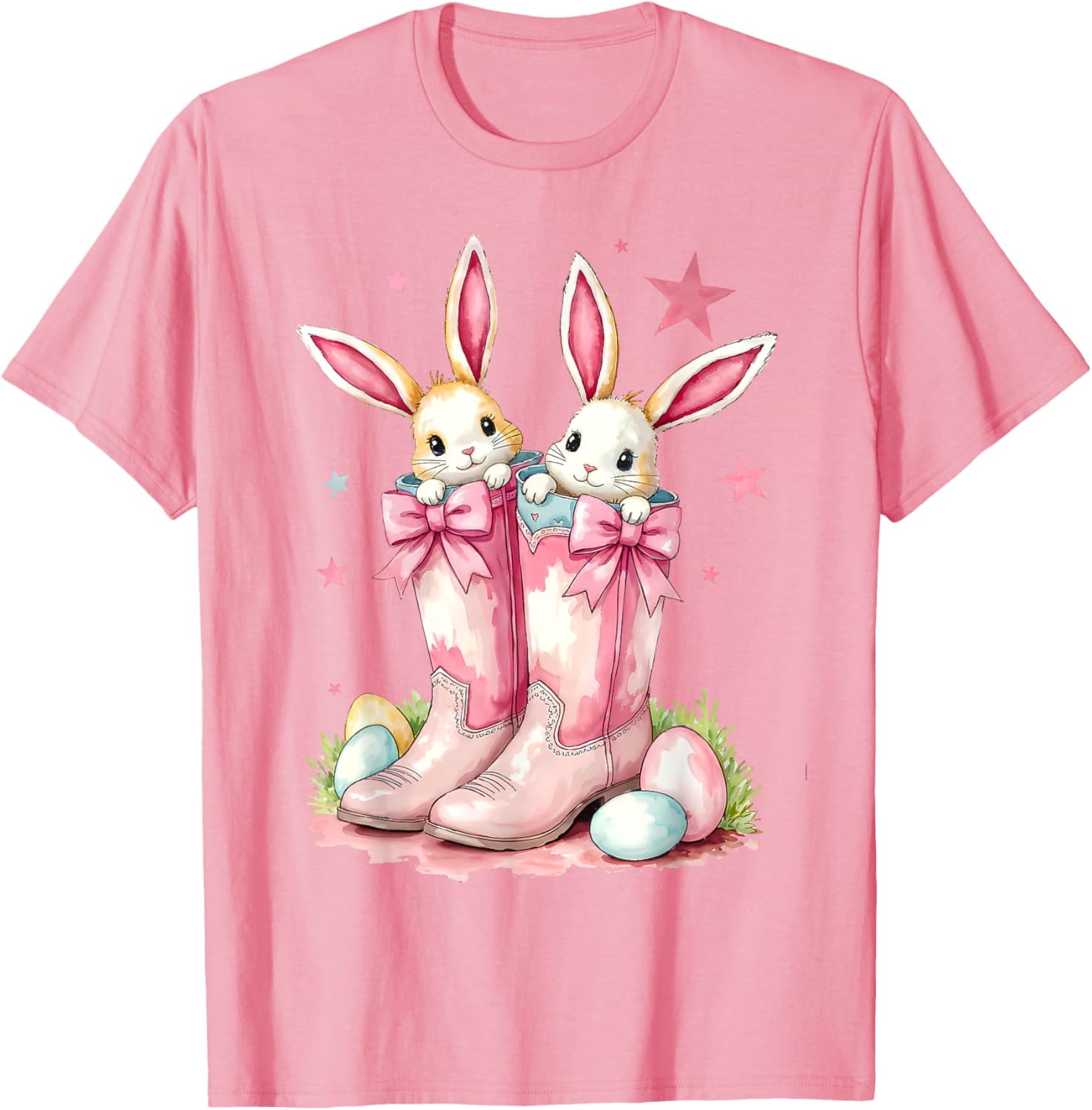 Howdy Easter Bunny Cowboy Boots T-Shirt for Women and Girls - 19