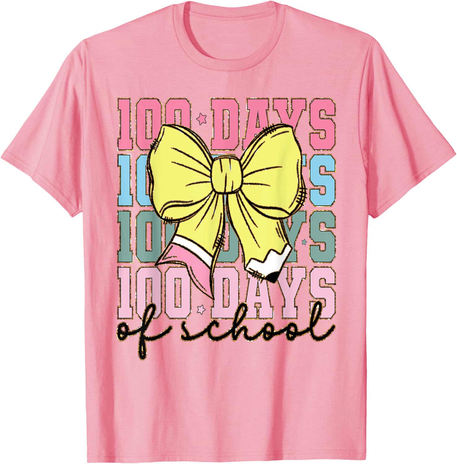 Cute 100 Days of School Coquette Bow T-Shirt for Girls - 7