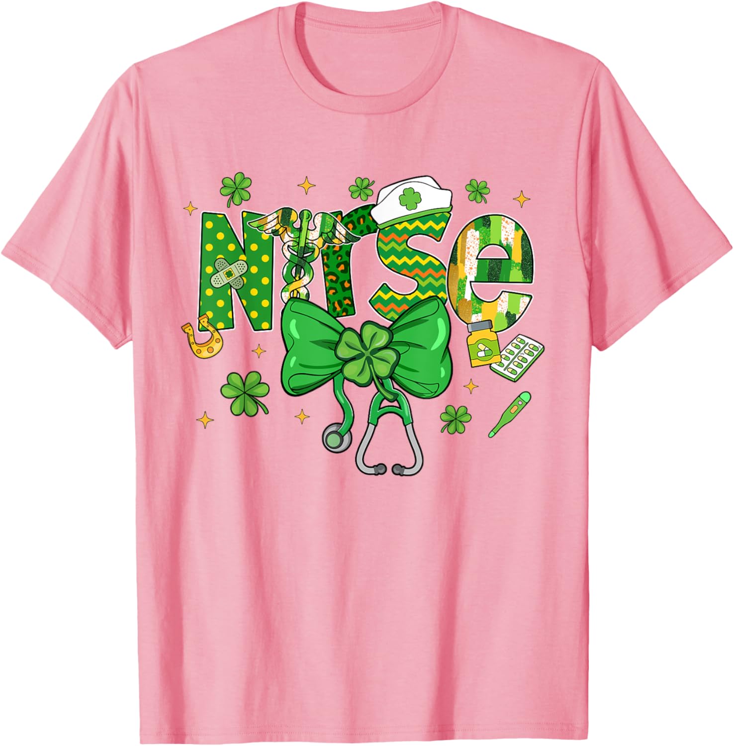 Irish Nurse Stethoscope St Patrick's Day T-Shirt for Healthcare Heroes - 7