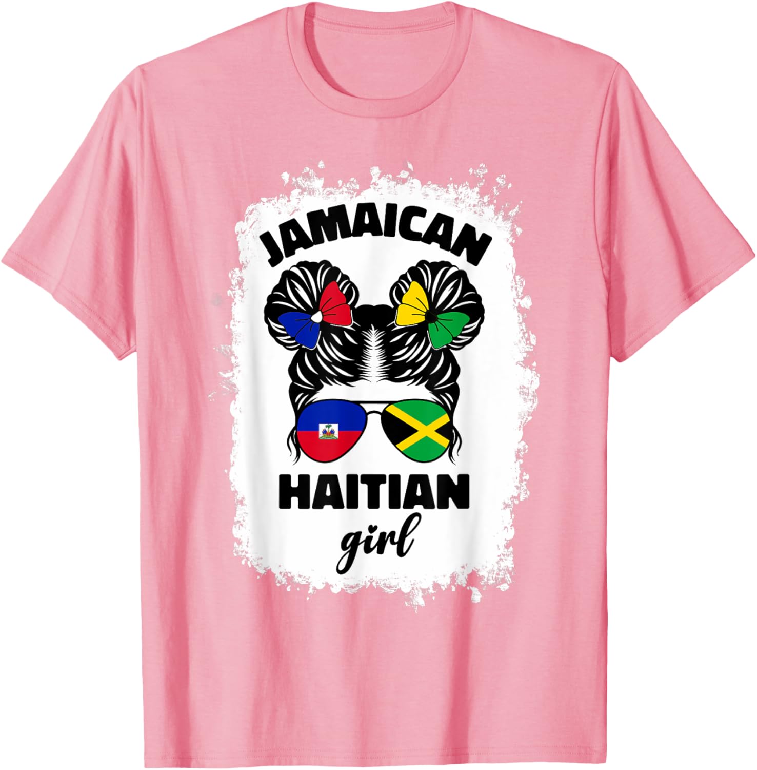 Half Jamaican Haitian Kids T-Shirt with Jamaica and Haiti Flag Design - 19