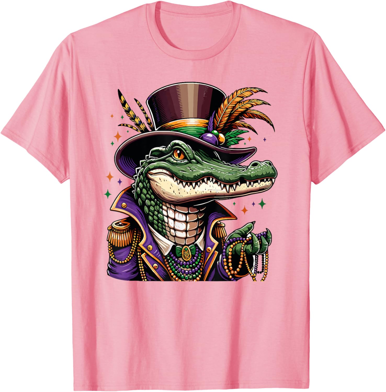 Mardigator Mardi Gras Alligator T-Shirt for Fun Men and Women - 2