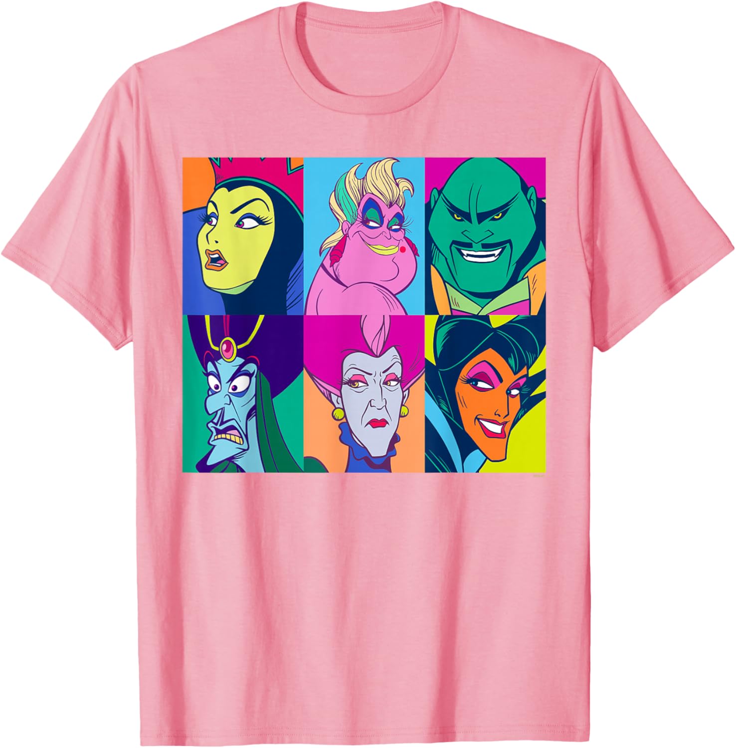Disney Villains Retro Color Grid T-Shirt for Fans of Classic Characters - 18