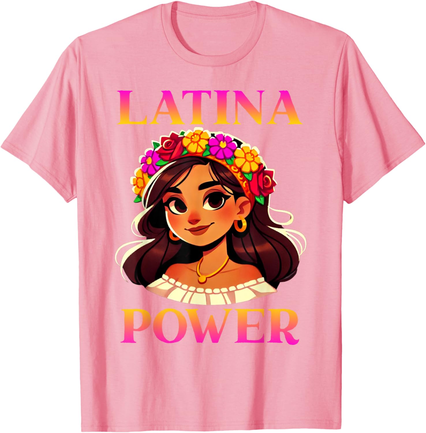 Latina Power Floral Headband T-Shirt for Proud Mexican Women - 5