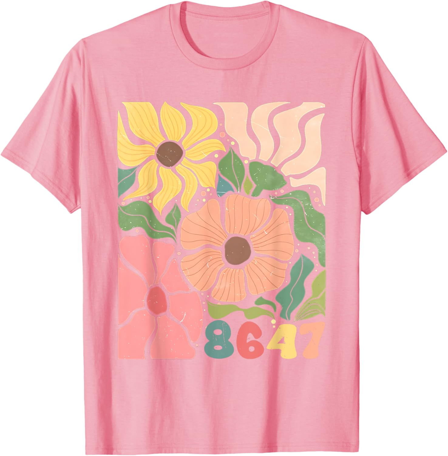 Boho Style Floral T-Shirt with Subtle Anti Trump Design for Women - 9
