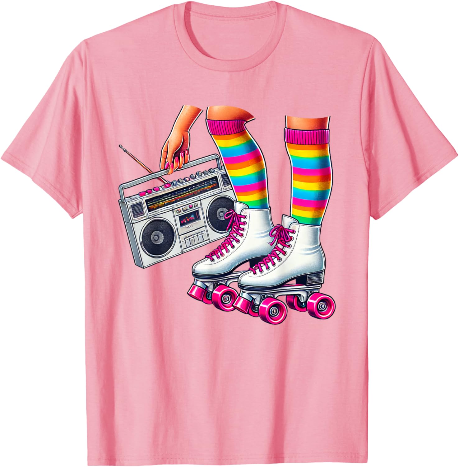 Funny 80s Roller Disco Skating Girl T-Shirt for Retro Fans - 6