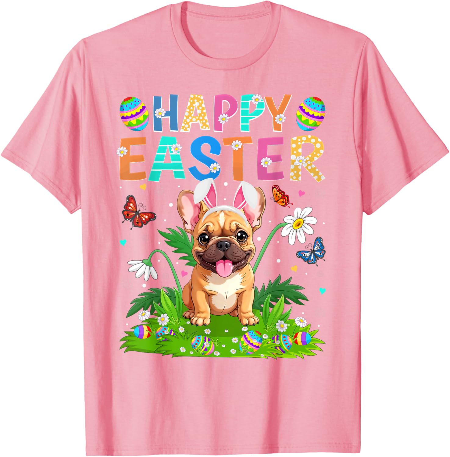 Happy Easter French Bulldog Bunny Ear Egg Hunt T-Shirt for Pet Lovers - 16