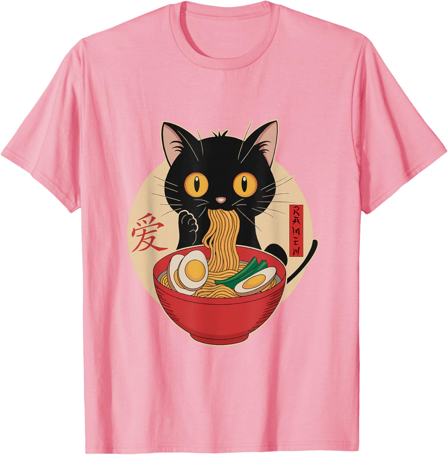 Cute Cat Eating Ramen Noodles Kawaii Anime T-Shirt for Cat Lovers - 17