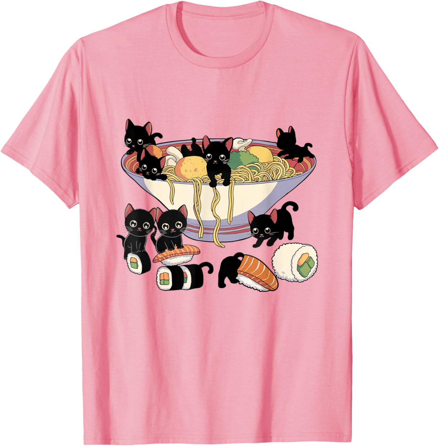 Cute Cat Ramen Sushi T-Shirt for Anime Lovers and Cat Enthusiasts - 23