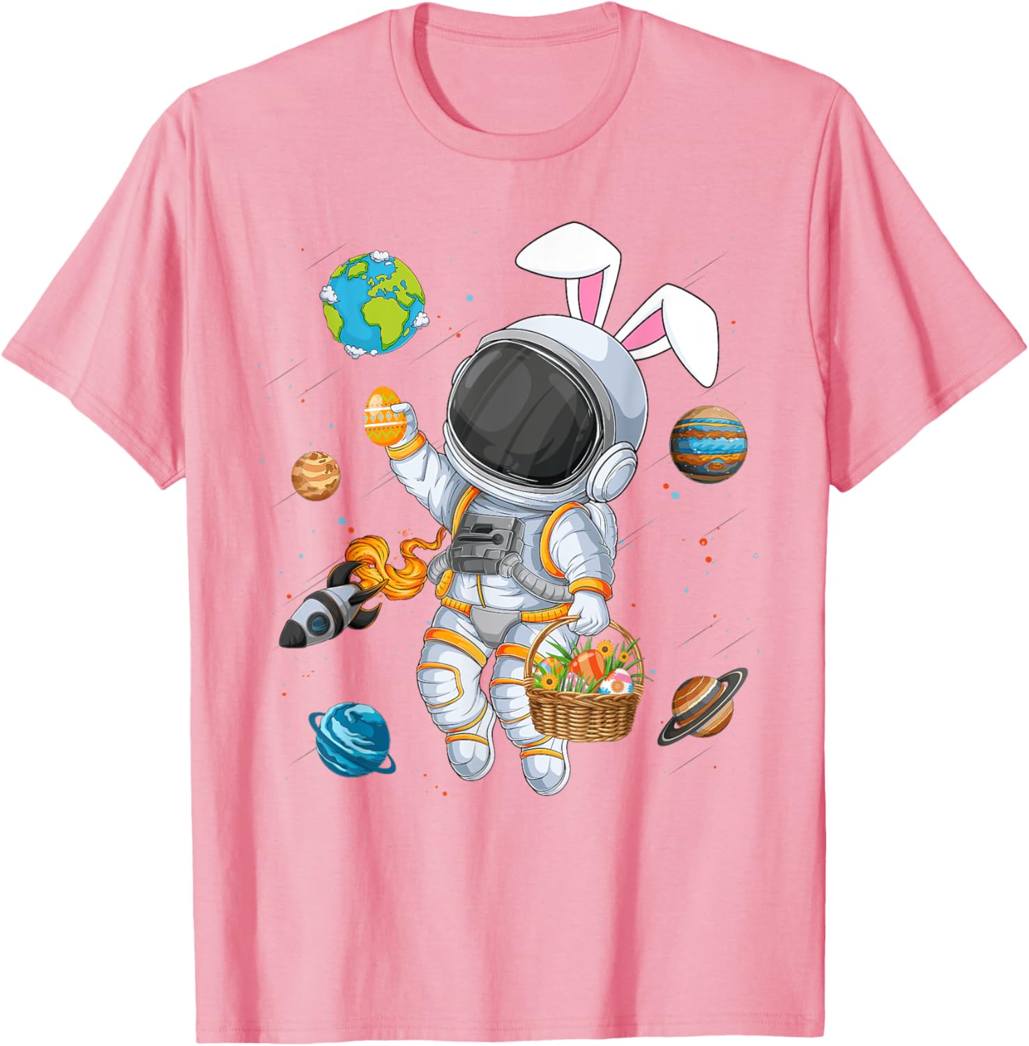 Funny Astronaut Bunny Ears Easter T-Shirt for Boys and Kids - 16
