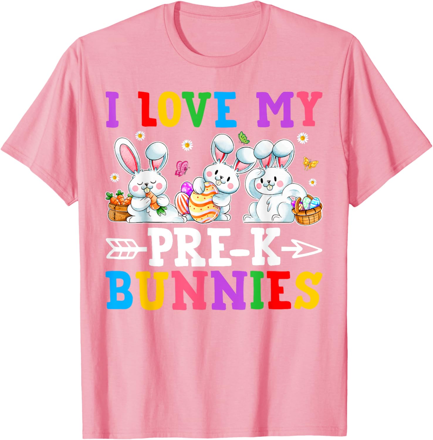 Funny I Love My Pre-K Bunnies T-Shirt for Preschool Teachers Easter Fun - 5
