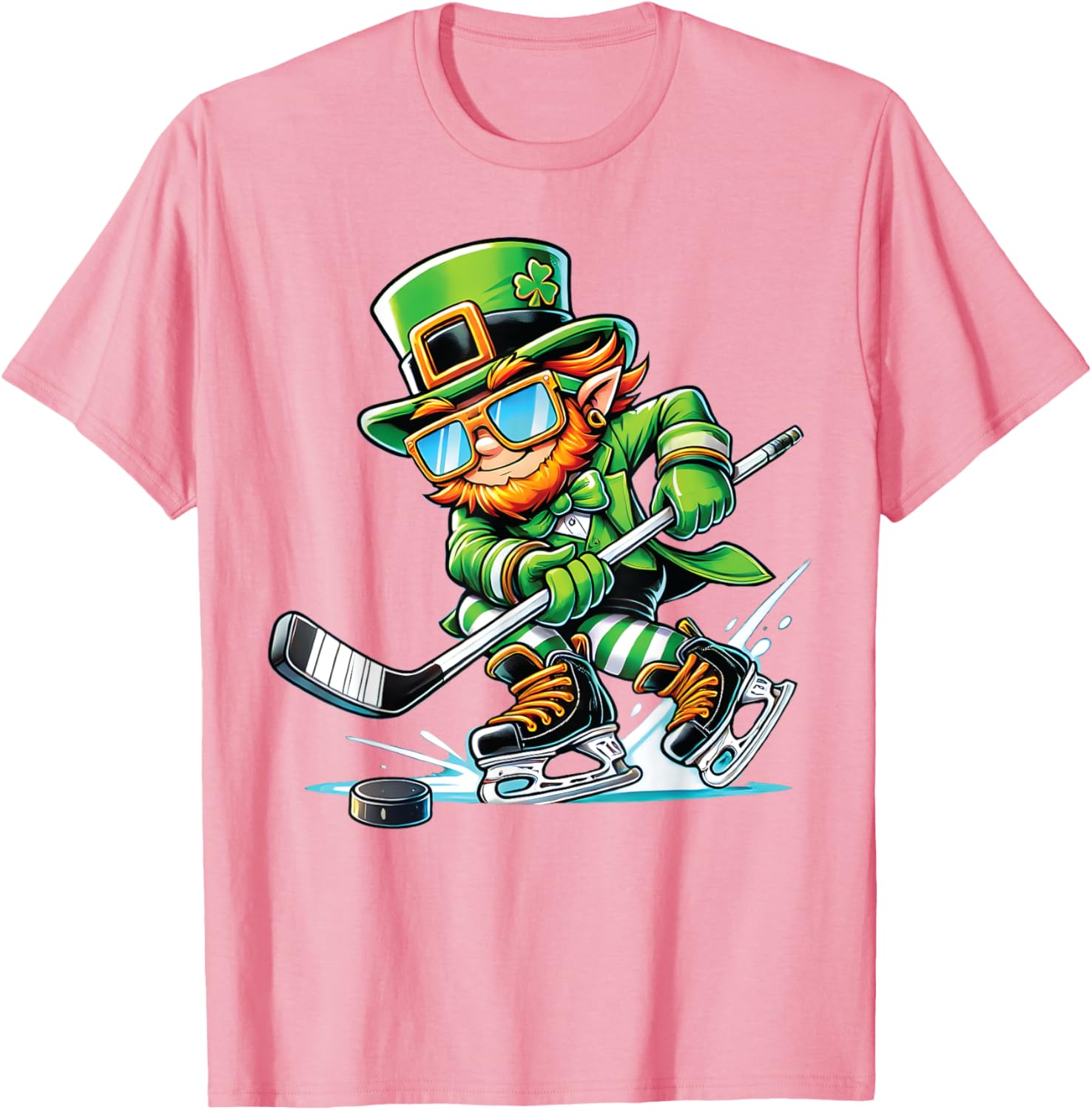 Leprechaun Ice Hockey T-Shirt Perfect for St Patrick's Day Fun - 8