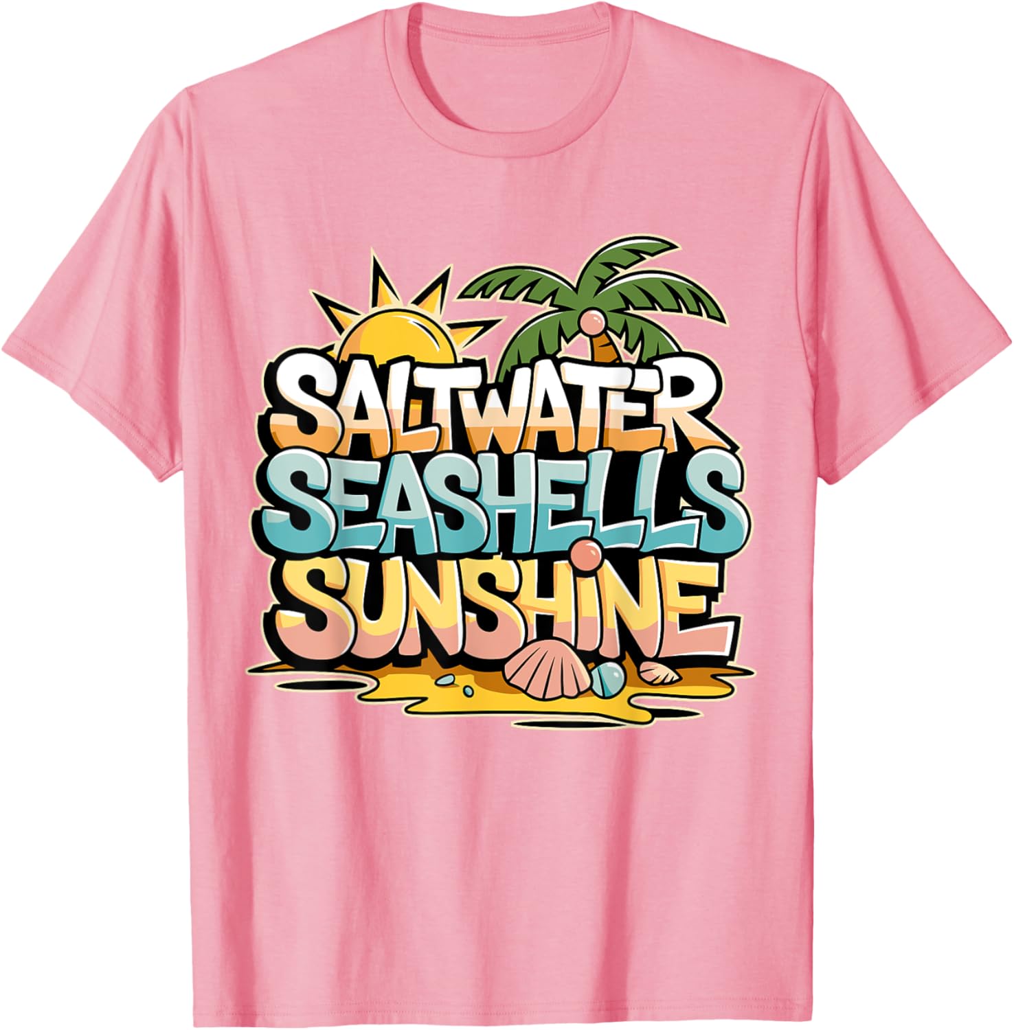 Funny Beach T-Shirt with Saltwater Seashells for Cruise Gifts - 17