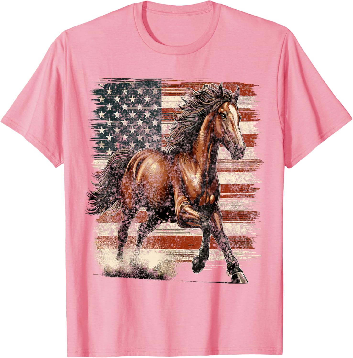 Patriotic Horse American Flag T-Shirt Perfect for 4th of July Celebrations - 11