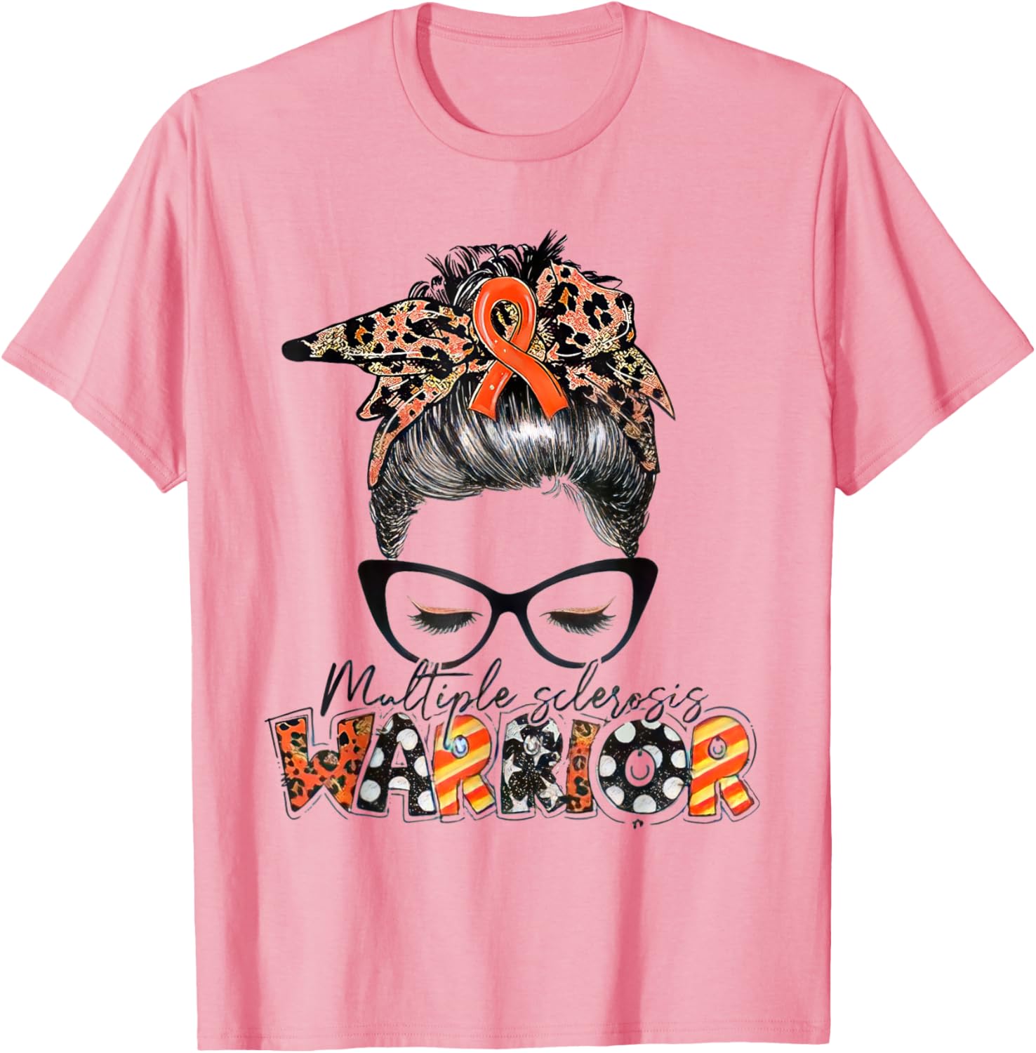 Multiple Sclerosis Warrior Messy Bun T-Shirt - MS Awareness Apparel - 1