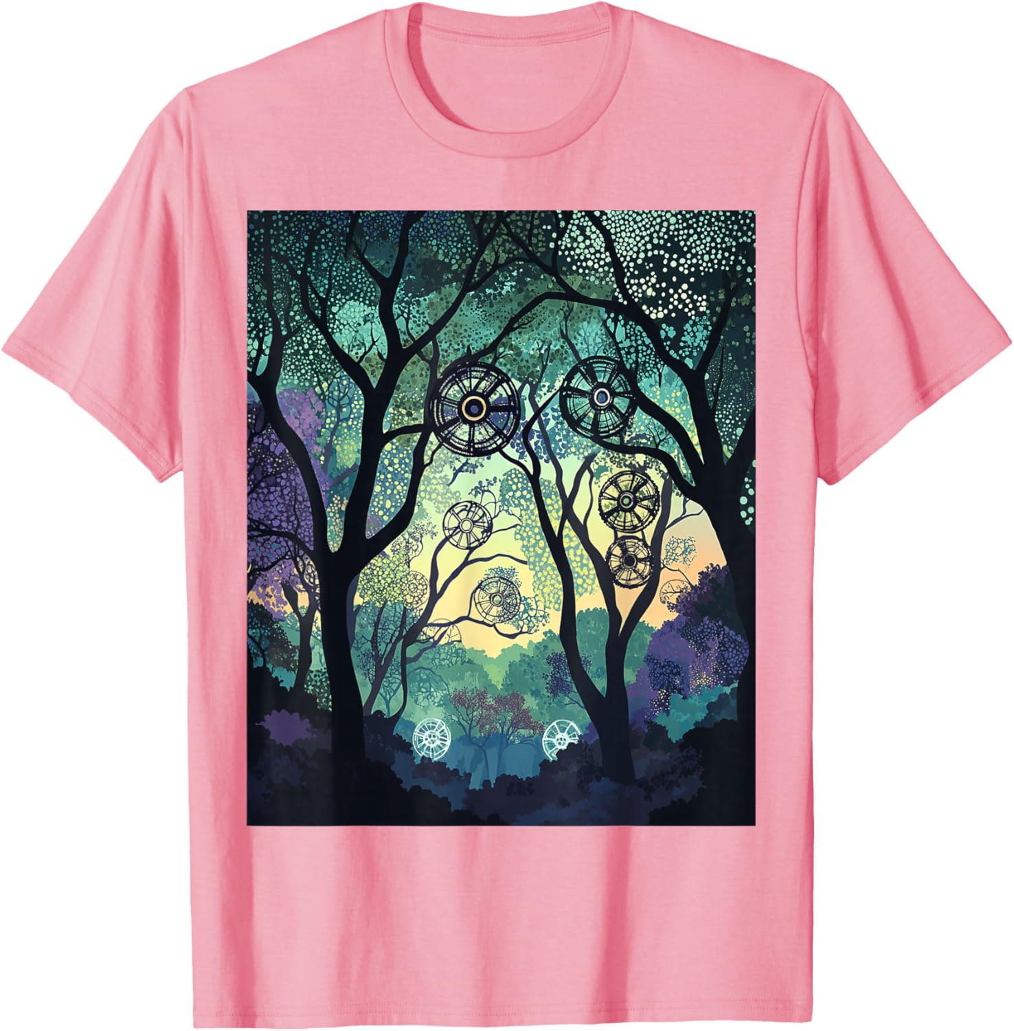 Dreamy Forest Geometric Nature Artwork T-Shirt for Nature Lovers - 11