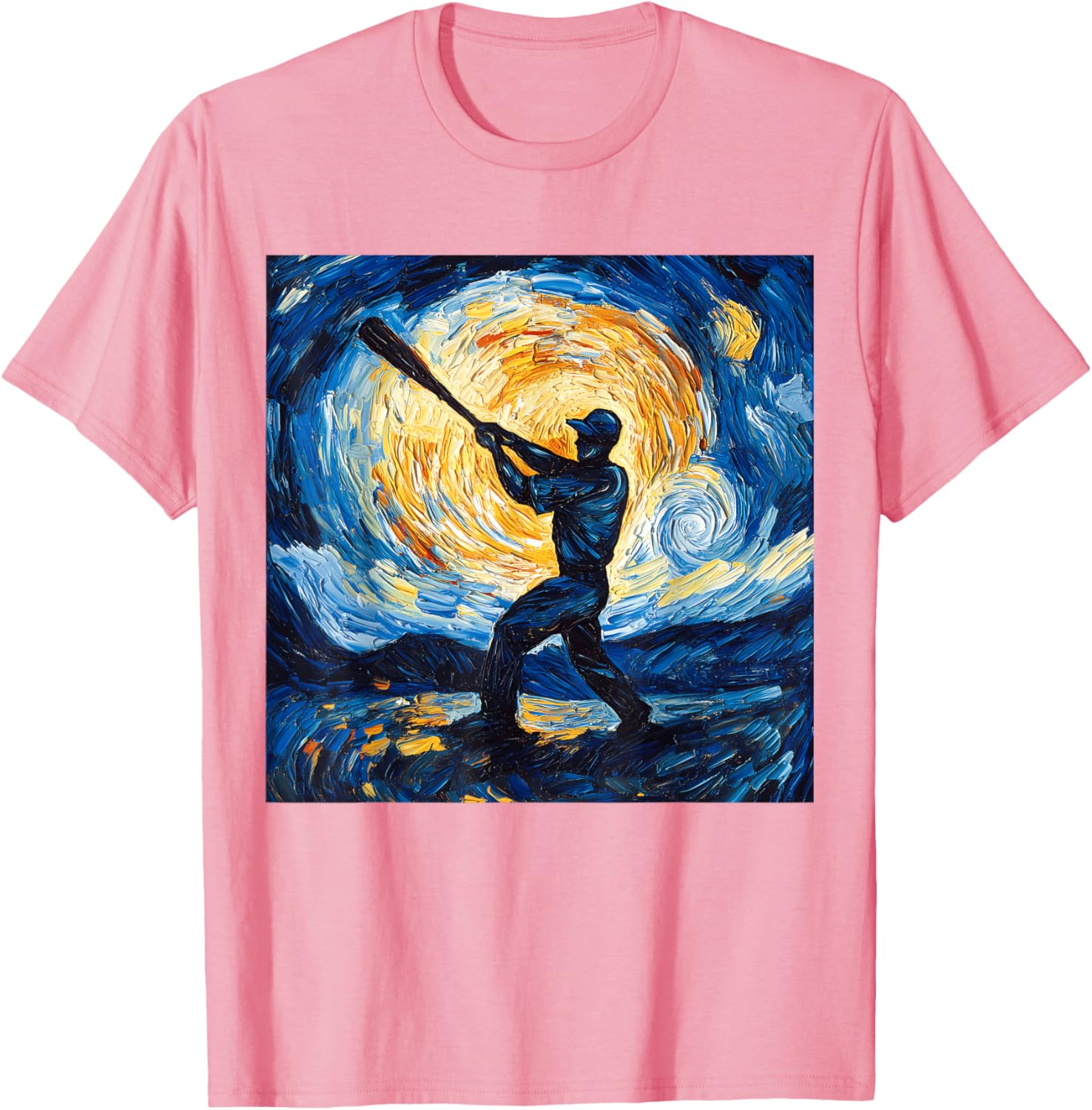 Van Gogh Starry Night Baseball Player T-Shirt for Art and Sports Lovers - 3