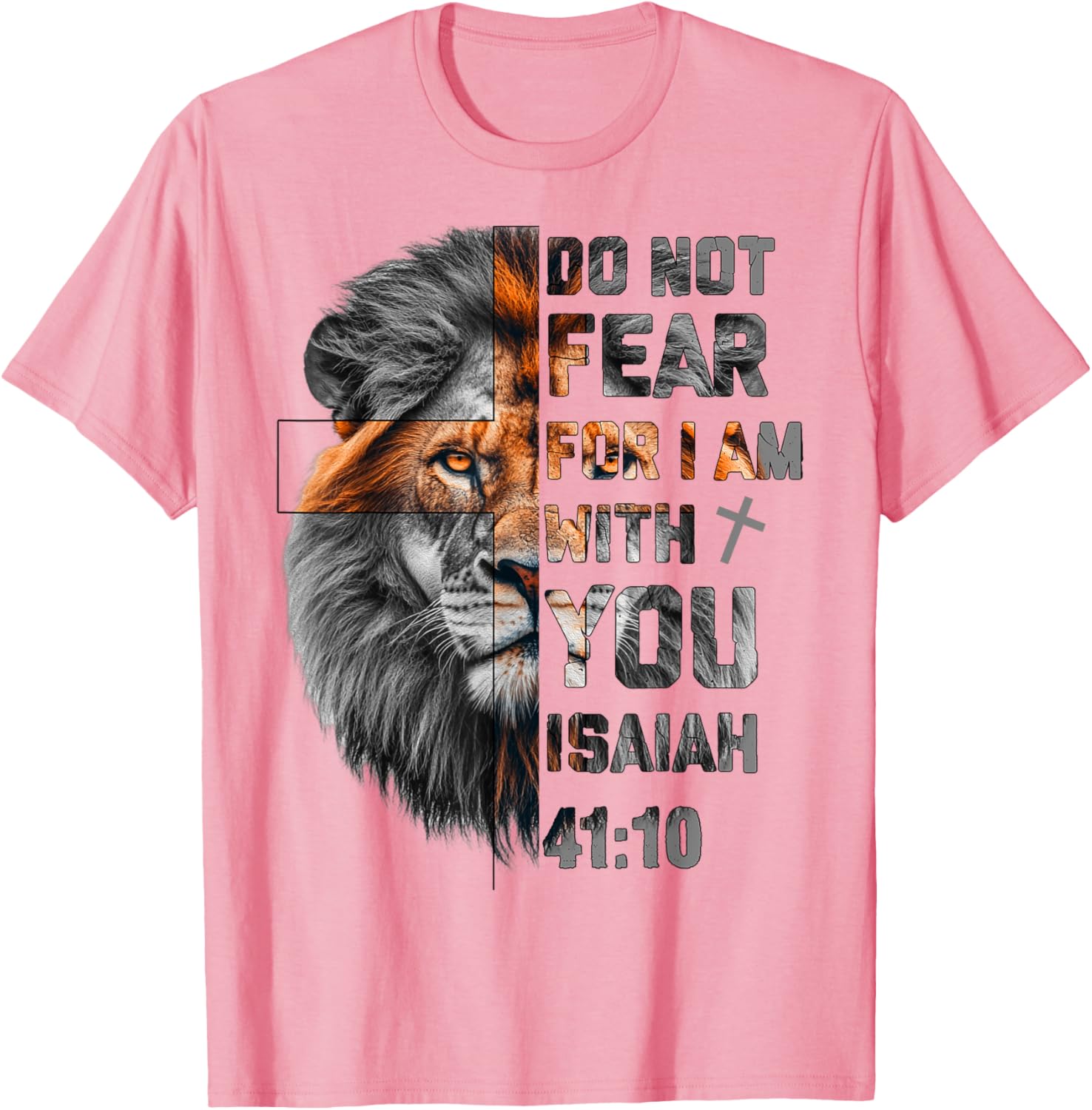 Lion of Judah T-Shirt with Isaiah 41:10 Inspirational Design - 17