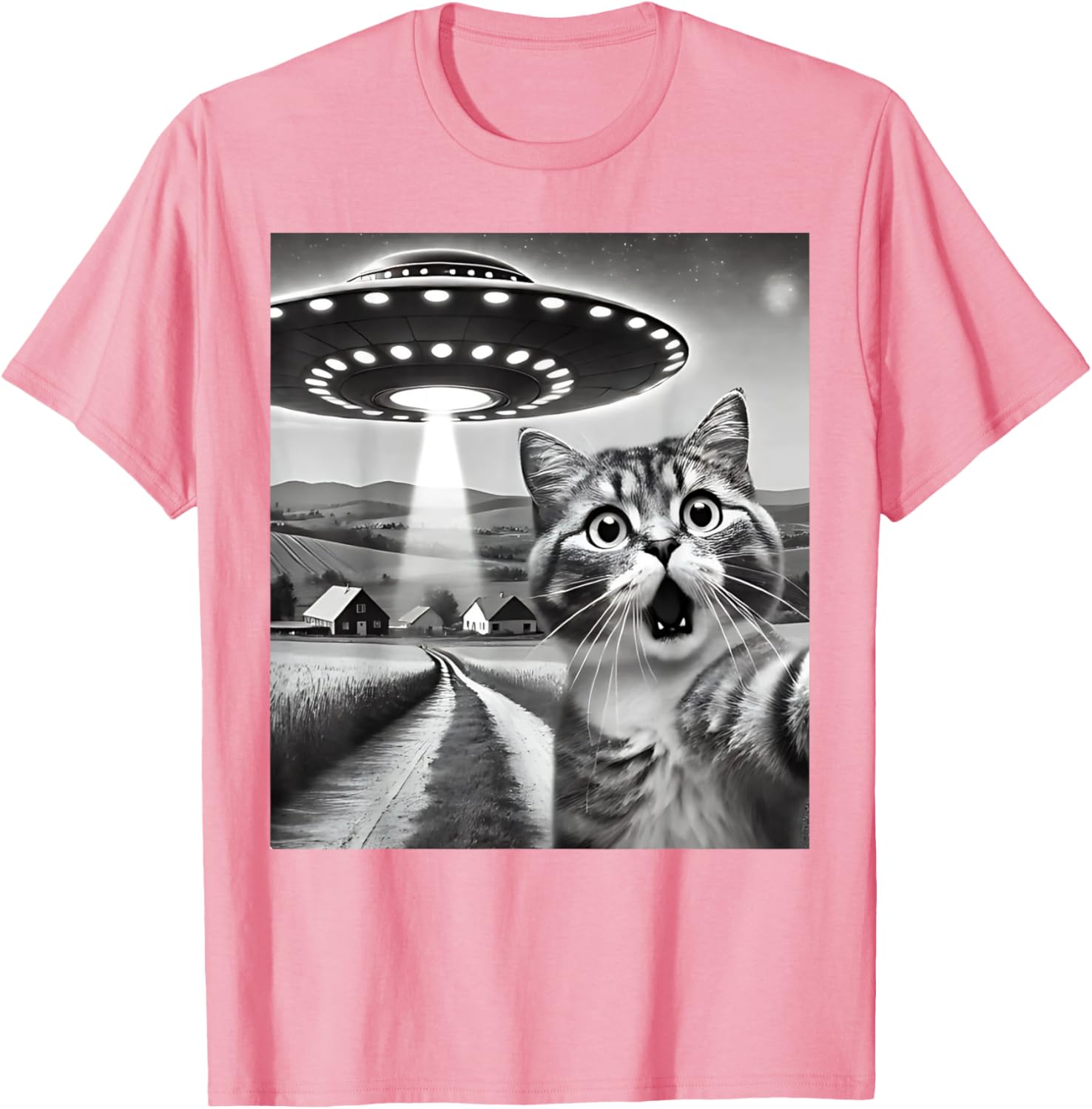 Funny Cat Selfie with Alien UFO T-Shirt for Men, Women, and Kids - 24
