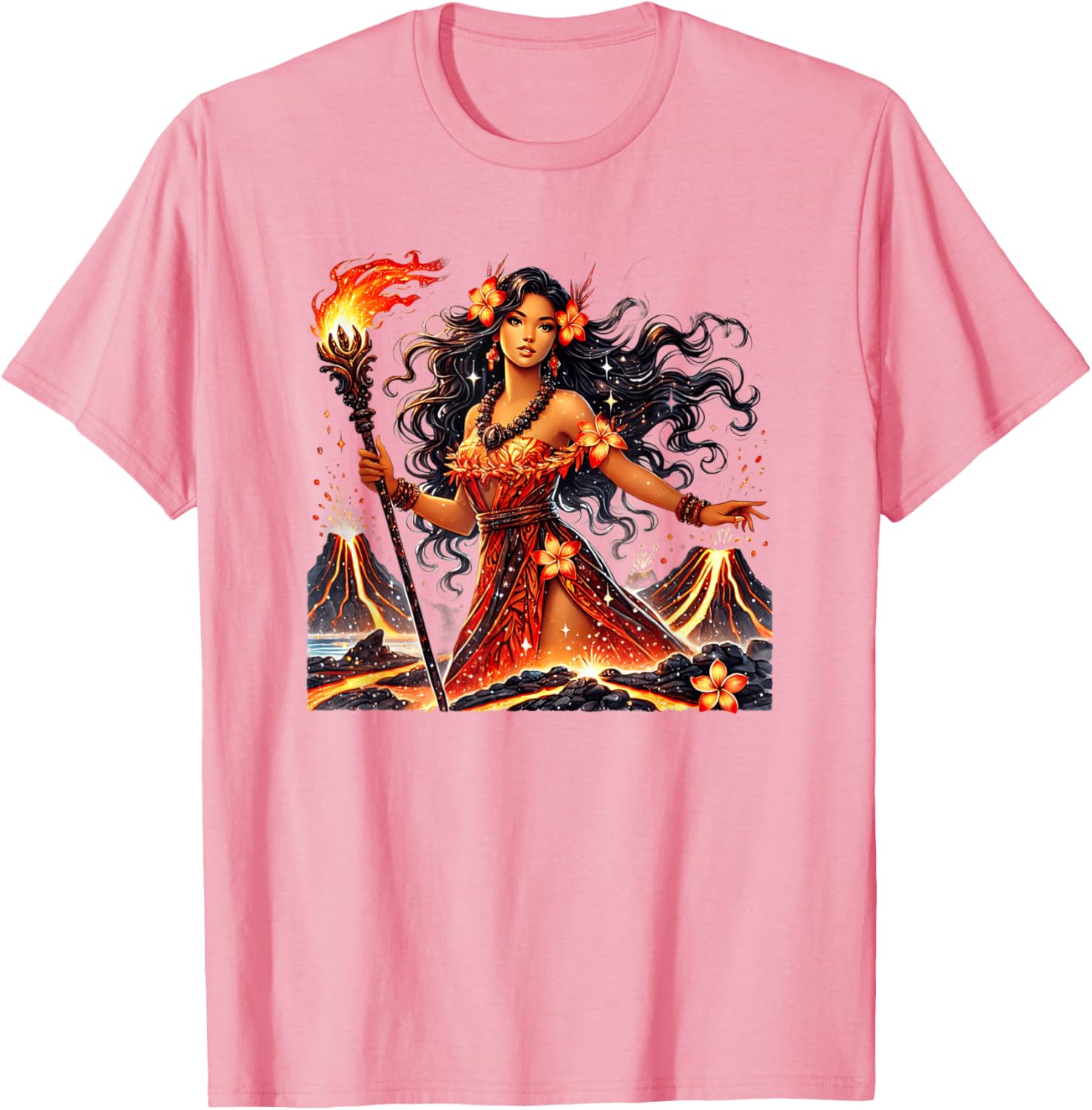 Hawaiian Goddess Pele Fire Transformation T-Shirt for Nature Lovers - 25