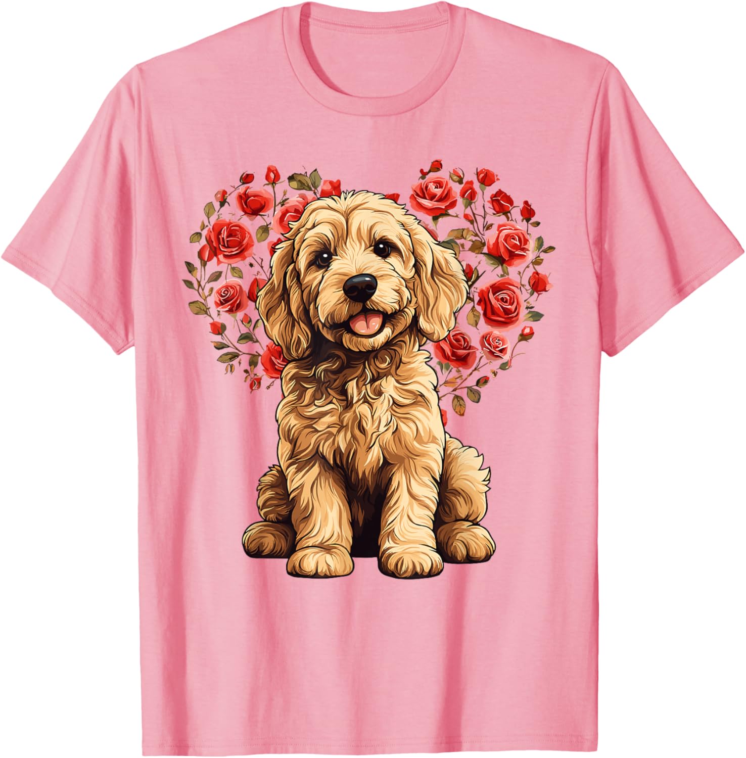 Goldendoodle Valentine’s Day Floral Heart T-Shirt for Dog Lovers - 3