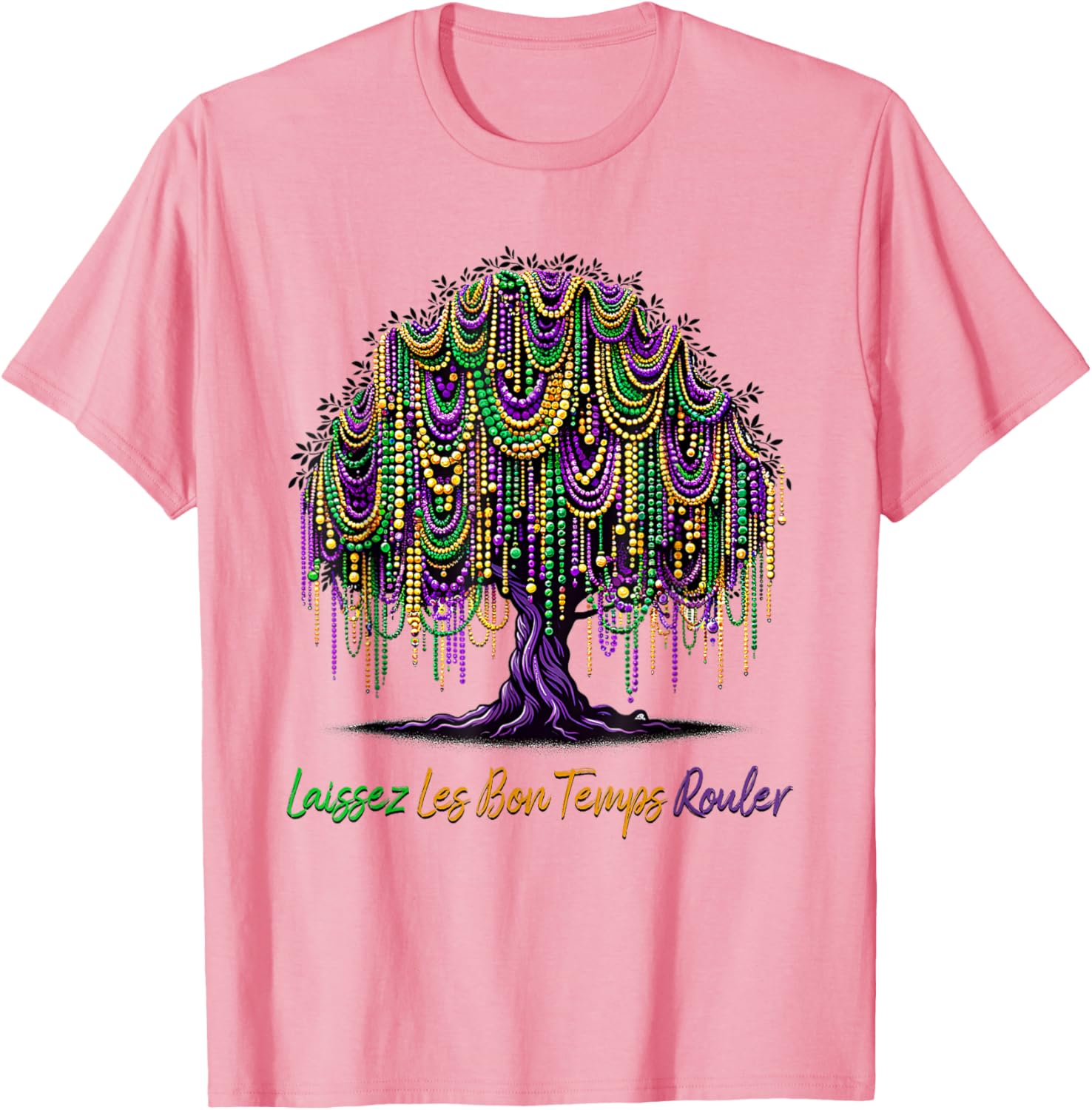 Laissez Les Bon Temps Rouler Mardi Gras Tree Beads T-Shirt for Festive Fun - 27